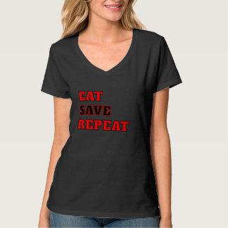 Eet, bespaar, herhaal het voeden van een zuinig ge t-shirt