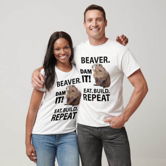 Eet Build Herhaal Grappig Beverdier T-shirt (Unisex)