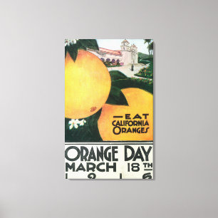 Eet CA-Sinaasappels op Oranje dag Canvas Afdruk