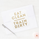 Eet Clean Train Dirty Gold Glitter Square Stickers (Envelop)