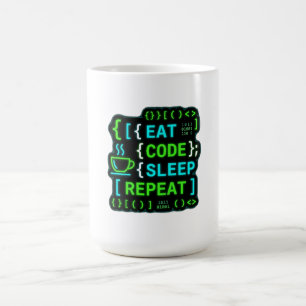 Eet Code Slaap Herhaal Neon Programmeur Humor Koffiemok