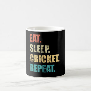 Eet de cricket van de slaap herhaling. koffiemok