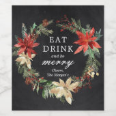 Eet de Drink en ben het Merry kerstwijn Etiket (Enkel label)