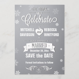 Eet de Drink en viert de Gray van de Winter sparen Save The Date