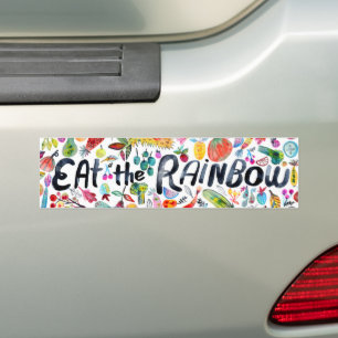 Eet de Regenboog Kleurrijk Waterverf Fruit Groente Bumpersticker