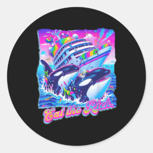 Eet de rijke walvis 90s Orca Funny Whale Animal Ya Ronde Sticker