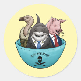 Eet de rijken! ronde sticker