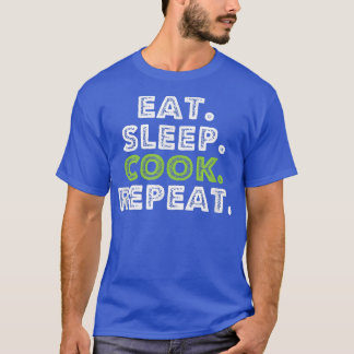Eet de slaap koken herhalen het koken chef282 t-shirt