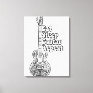 Eet de slaapgitaar herhalen. canvas afdruk