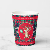 Eet Dink en wees vrolijk, Christmas pickleball Papieren Bekers (Achterkant)