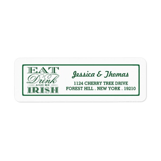 Eet, Drink & BE Irish St. Patrick's Day Etiket (Voorkant)