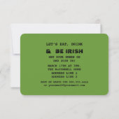 Eet, Drink & BE Irish St. Patrick's Day Party Kaart (Achterkant)