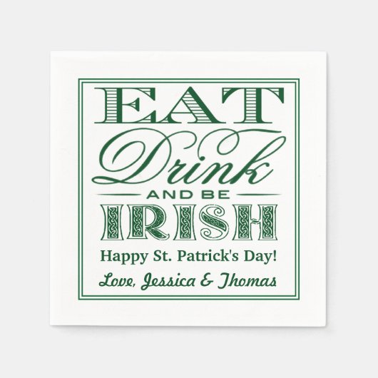 Eet, Drink & BE Irish St. Patrick's Day Servetten (Voorkant)