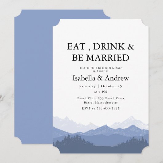 Eet Drink & Be Married Mountain Repetisal Diner Kaart (Voorkant / Achterkant)