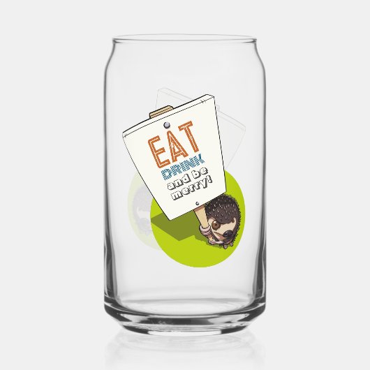 Eet Drink & Be Merry Hedgehog Picket Sign Blikvorm Glas (Achterkant)