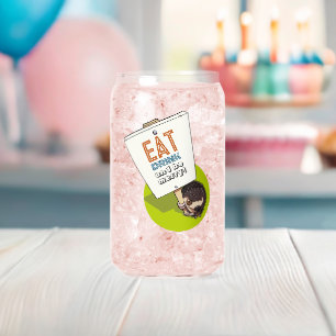 Eet Drink & Be Merry Hedgehog Picket Sign Blikvorm Glas