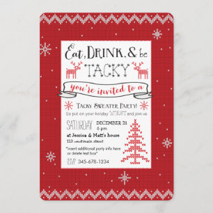 Eet, Drink & ben Tacky Sweater Party nodigt uit Kaart