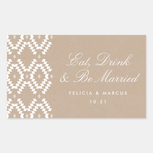 Eet, Drink en Be Married label, mini champagne Rechthoekige Sticker (Voorkant)
