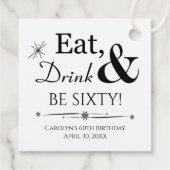 Eet Drink en Be Sixty MCM Retro 60e verjaardag Bedankjes Labels (Achterkant)