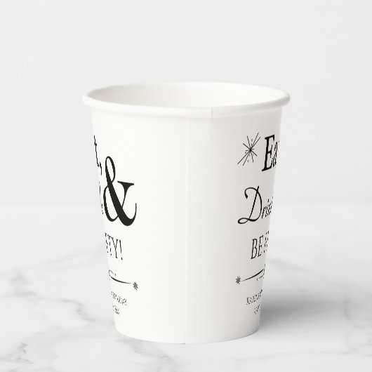 Eet Drink en ben 50 Throwback 50th Birthday Papieren Bekers (Rechts)