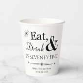 Eet Drink en ben 75 Retro 75e verjaardag Papieren Bekers (Achterkant)