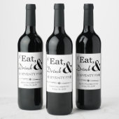 Eet Drink en ben 75 Retro 75e verjaardag Wijn Etiket (Flessen)