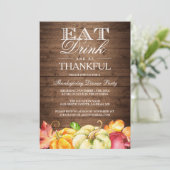 Eet Drink en ben dankbaar | Rustige houtpompoenen Kaart (Staand voorkant)