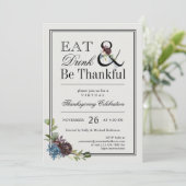 Eet Drink en ben de Thankful Virtuele Thanksgiving Kaart (Staand voorkant)