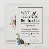 Eet Drink en ben de Thankful Virtuele Thanksgiving Kaart (Voorkant / Achterkant)