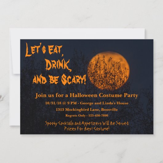 Eet, Drink en ben een enge halloween-partij Kaart (Voorkant)