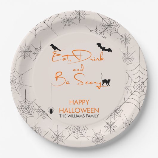 Eet Drink en ben eng gehakt papier Borden Papieren Bordje (Voorkant)