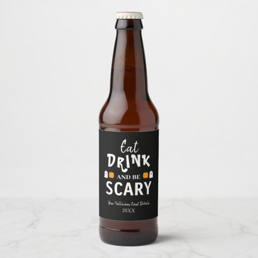 Eet, Drink en ben eng Halloween Bier Etiket (Voorkant)