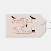 Eet Drink en ben eng Halloween Gift Labels Cadeaulabel (Voorkant (Horizontaal))