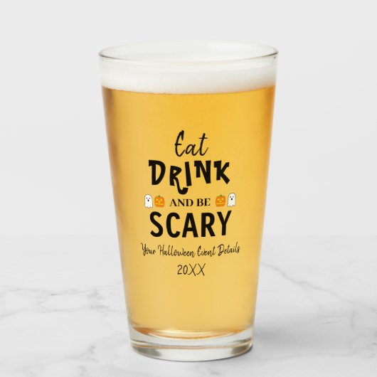 Eet, Drink en ben eng Halloween Glas (Voorkant gevuld)