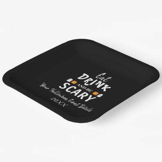 Eet, Drink en ben eng Halloween Papieren Bordje (Gebogen)