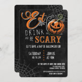 Eet, Drink en ben eng Halloween Partij Kaart (Voorkant / Achterkant)