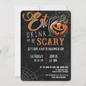 Eet, Drink en ben eng Halloween Partij Kaart (Voorkant)