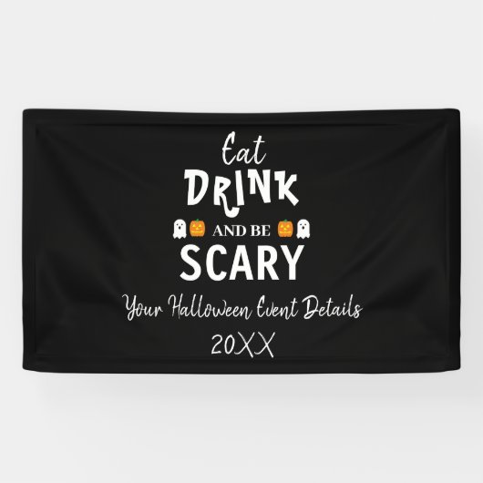 Eet, Drink en ben eng Halloween Spandoek (Horizontaal)