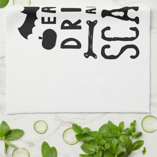 eet drink en ben eng Halloween Theedoek (Gevouwen)