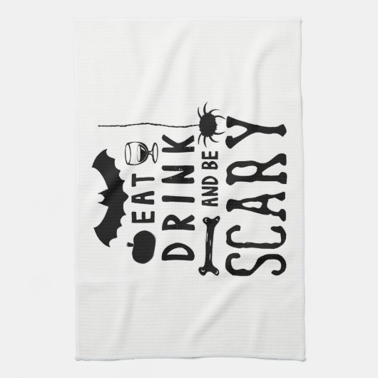 eet drink en ben eng Halloween Theedoek (Verticaal)