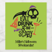 Eet Drink en ben eng Halloween Wijn Etiket (Enkel label)