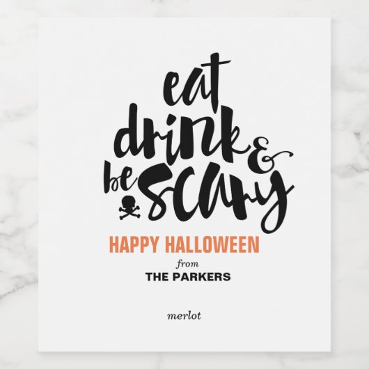 Eet, Drink, en ben eng Wijn Etiket (Enkel label)