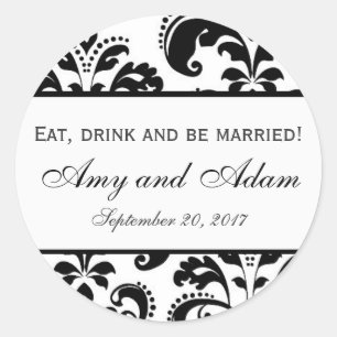 Eet, Drink, en ben getrouwd bruiloft Ronde Sticker
