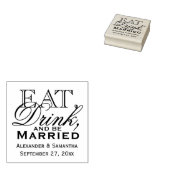 Eet, Drink, en ben getrouwd Custom Wedding Stamp Rubberstempel (Gestempeld)