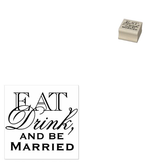 Eet, Drink, en ben getrouwd trouwstempel Rubberstempel (Gestempeld)