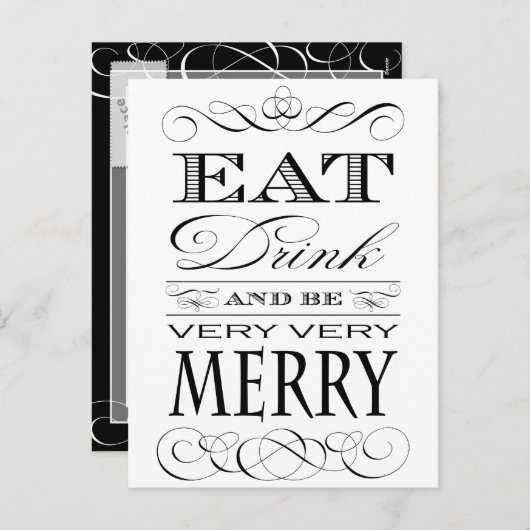 Eet Drink en ben zeer smerig elegant design Feestdagenkaart (Voorkant / Achterkant)