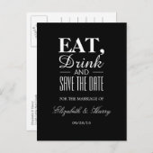 Eet, Drink en bewaar de bruiloft van de Datum Aankondigingskaart (Voorkant / Achterkant)