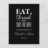 Eet, Drink en bewaar de bruiloft van de Datum Aankondigingskaart (Voorkant)