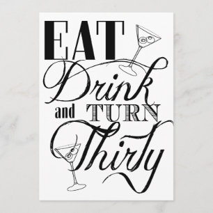 Eet, Drink en draai Dertig 30e verjaardag Kaart