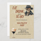 Eet Drink en eng  Halloween Party Kaart (Voorkant / Achterkant)